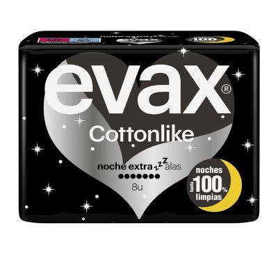Evax Cottonlike Compresas Noche Extra Alas 8 U