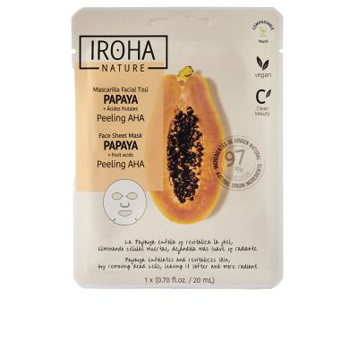 Iroha Papaya Peeling Aha Mascarilla Facial Tisú 1 U