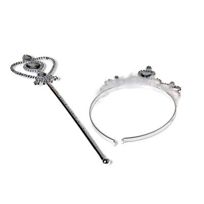 Inca Corona Y Varita Plateada Lote 2 Pz