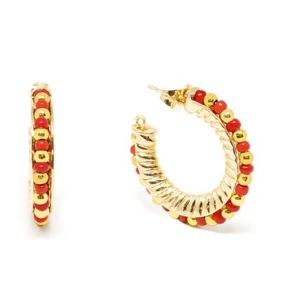 Shabama Etiopia Rojo 3Cm Pendientes #Oro Brillo 1 U