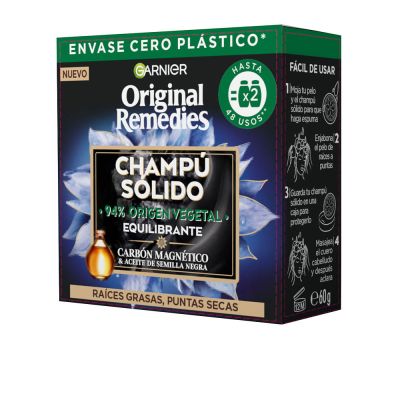 Garnier Original Remedies Champú Sólido Equilibrante Carbón Magnético 60 Gr