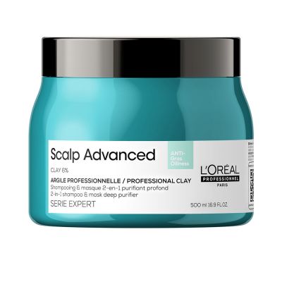 L'Oréal Professionnel Paris Scalp Advanced Anti-Oiliness 2-In1 Shampoo & Mask Deep Purifer Clay 500 Ml